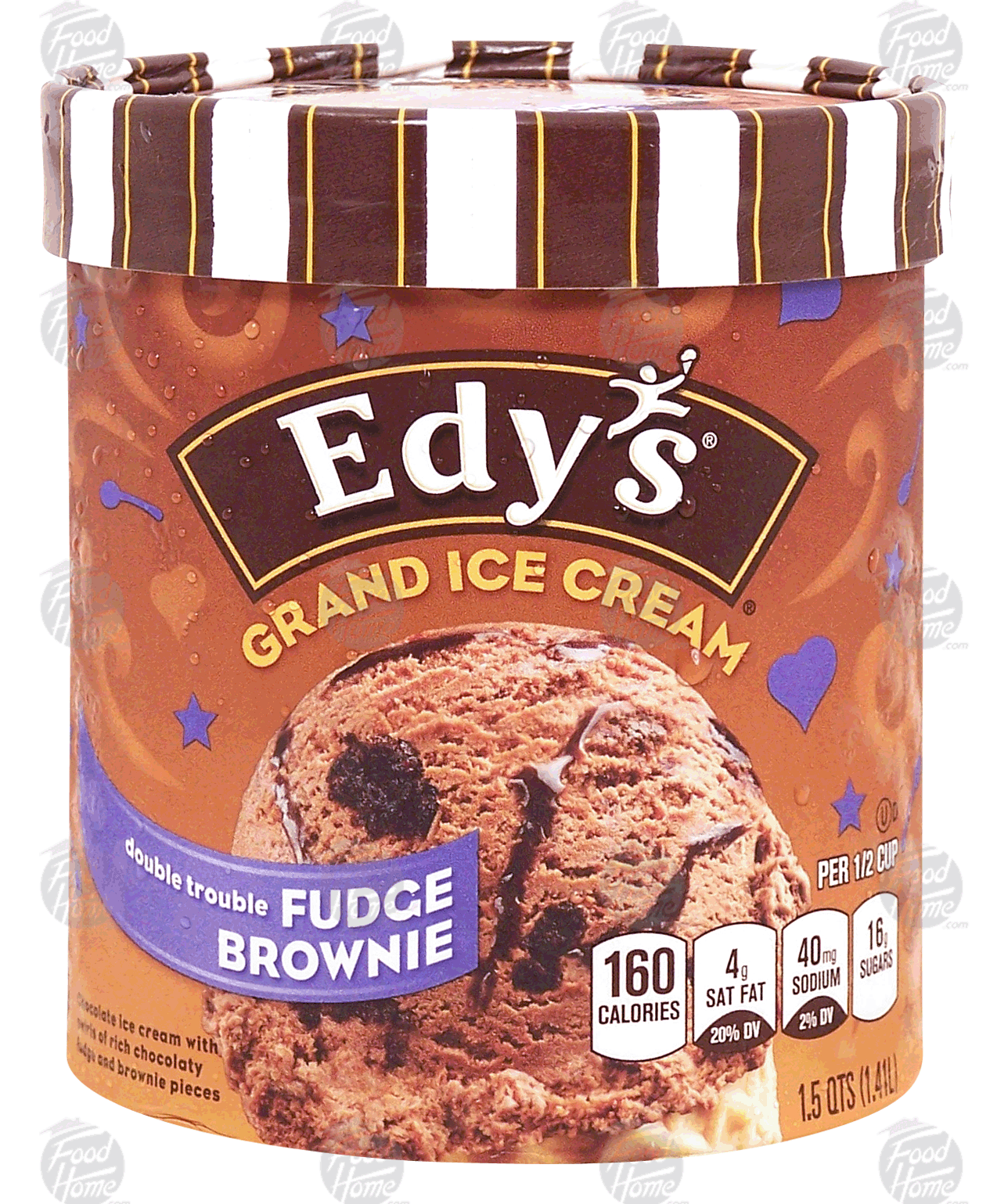 Edy's&nbsp;Grand&nbsp;double fudge brownie chocolate ice cream with swirls of rich chocolaty fudge and brownie pieces Full-Size Picture
